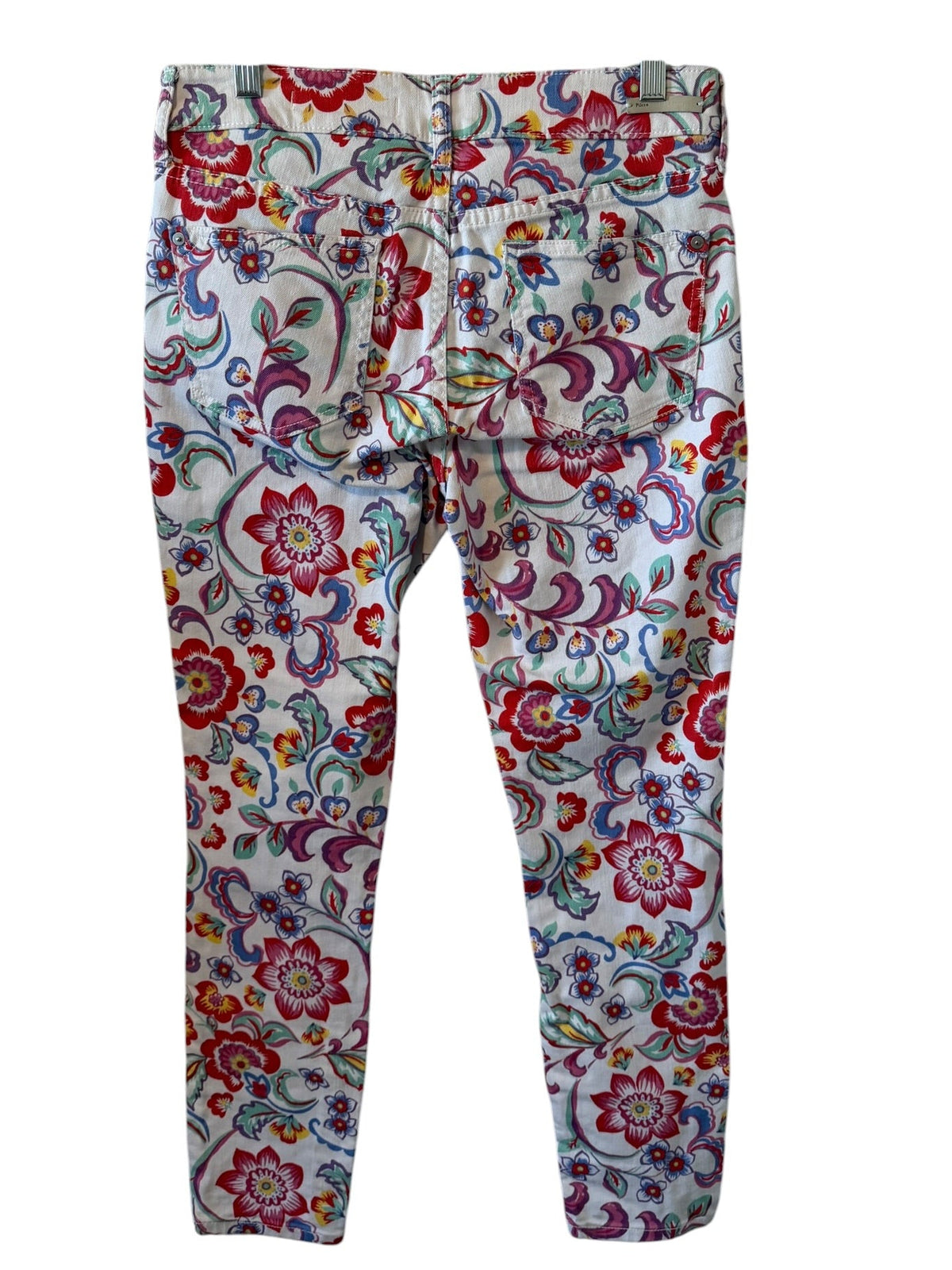 Colorful floral-patterned pants on a white background