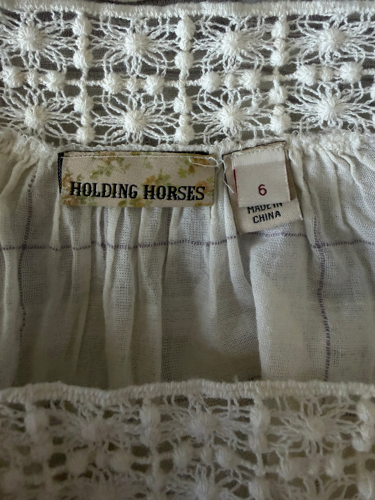 Anthropologie Holding Horses plaid peasant blouse featuring lace