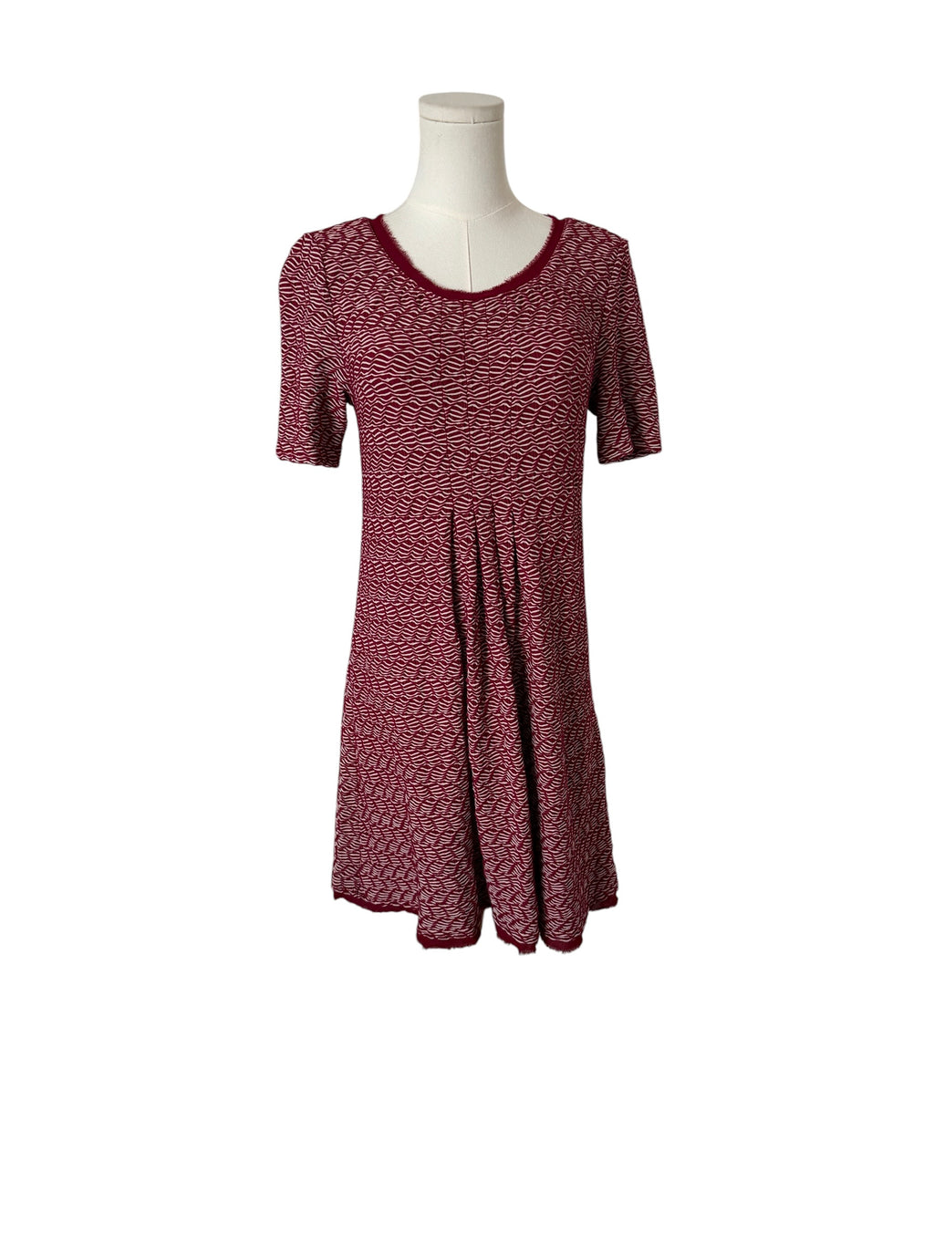 Anthropologie Maeve Dora red and white textured knit mini dress
