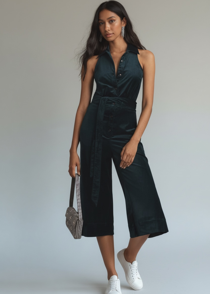Anthropologie Maeve velvet jumpsuit