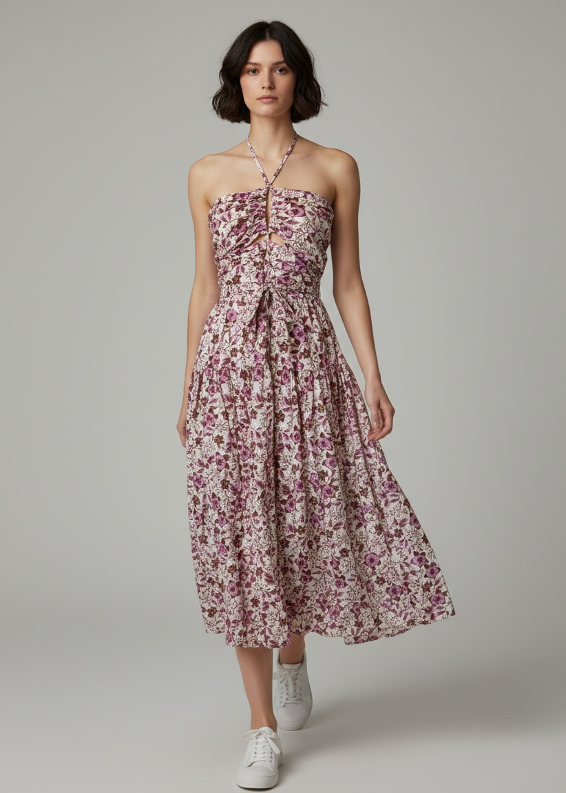 Jason Wu Convertible Floral-Print Halter Midi Dress