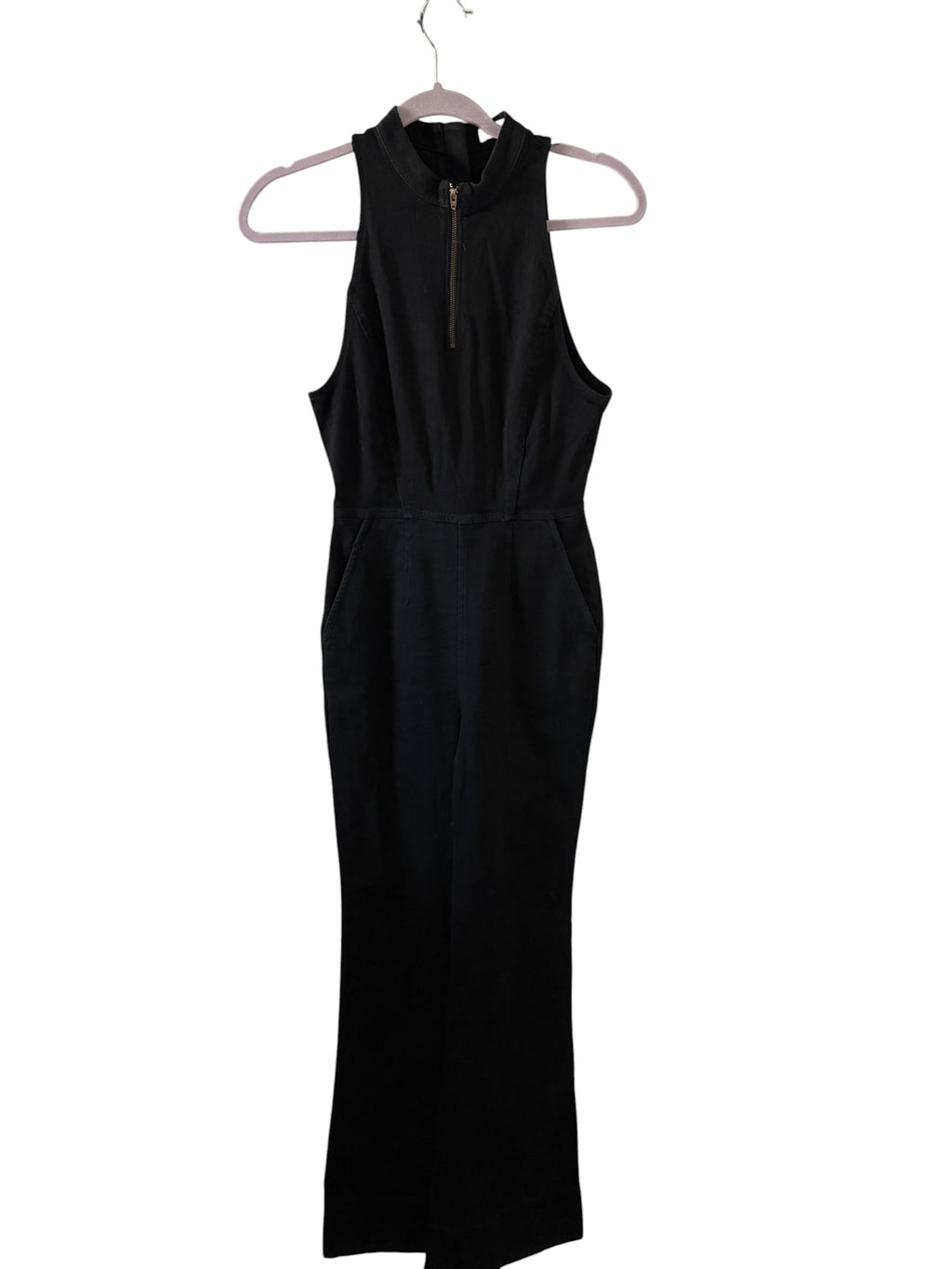 Pilcro High-Neck Flare Jumpsuit
