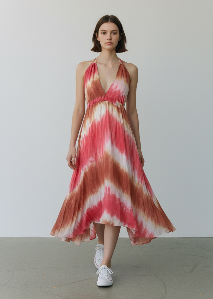 Lovestitch Halter Tie-Dye High-Low Maxi Dress NWT