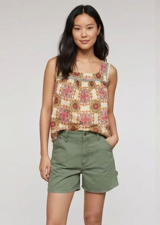 Anthropologie Let Me Be Abstract Ruffled Tank