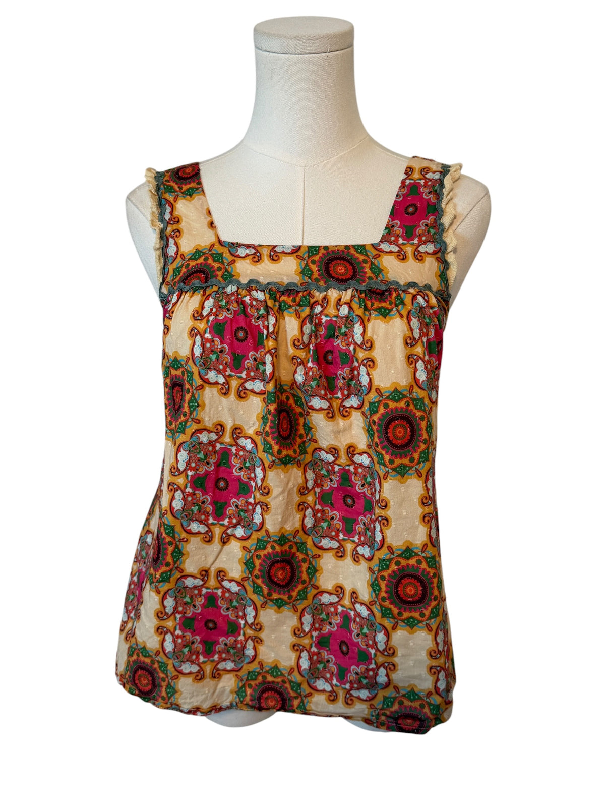 Anthropologie Let Me Be Abstract Ruffled Tank