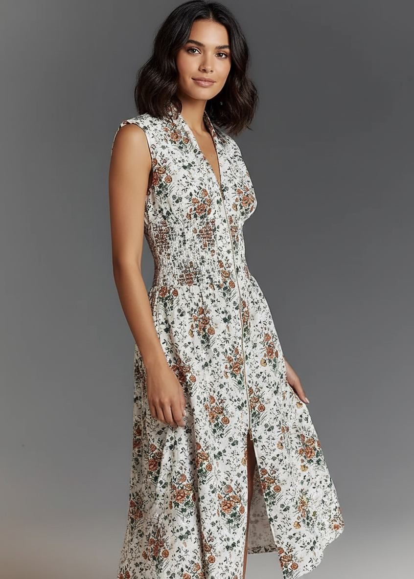 Anthropologie The Tommie Zip-Front Midi Dress by Maeve
