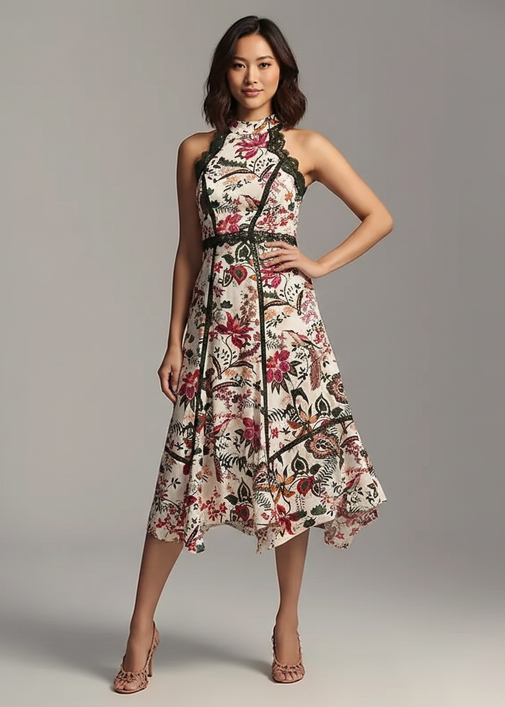 By Anthropologie Lace-Trim A-Line Dress