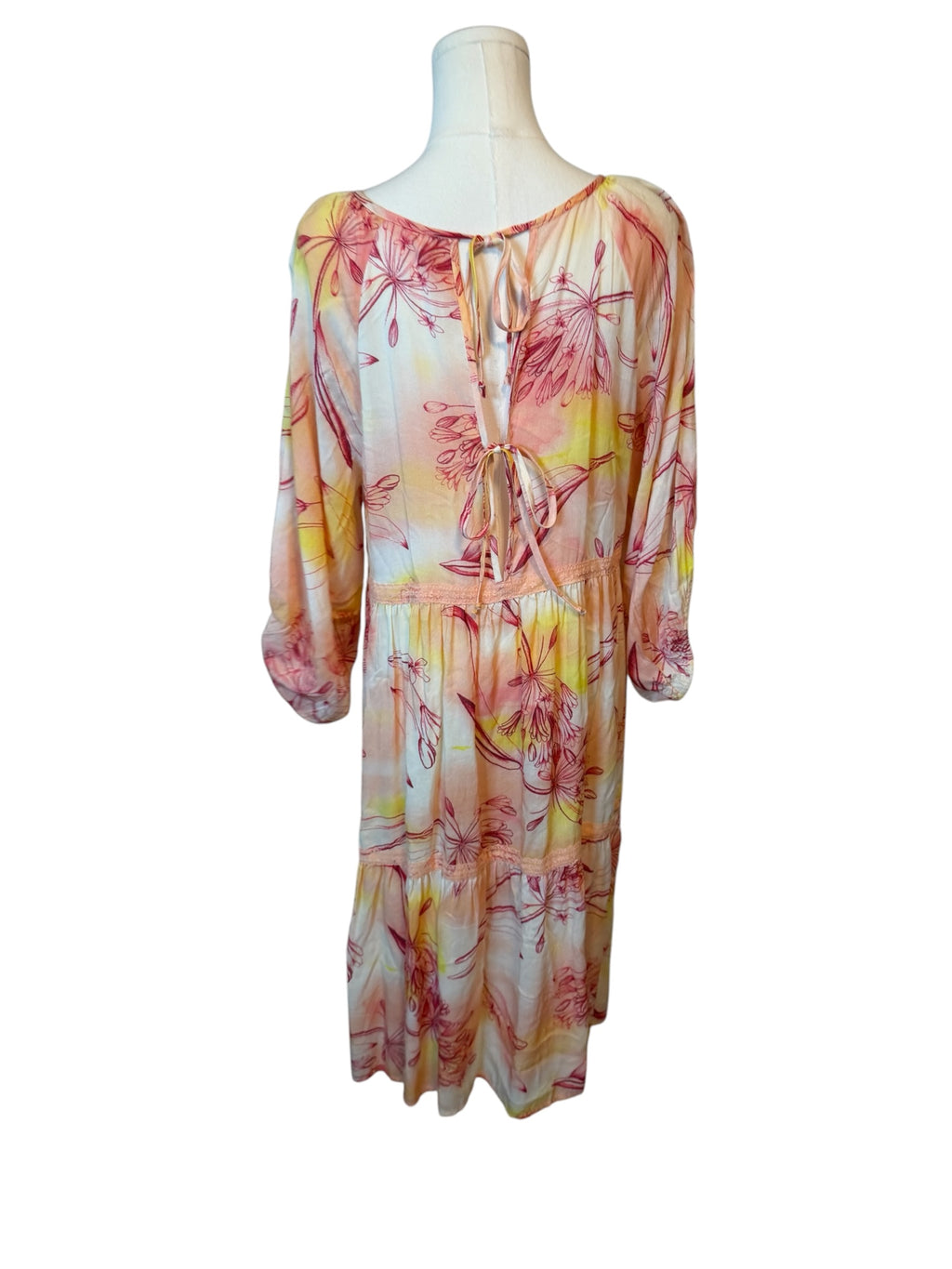 By Anthropologie Tiered Puff-Sleeve Midi Dress