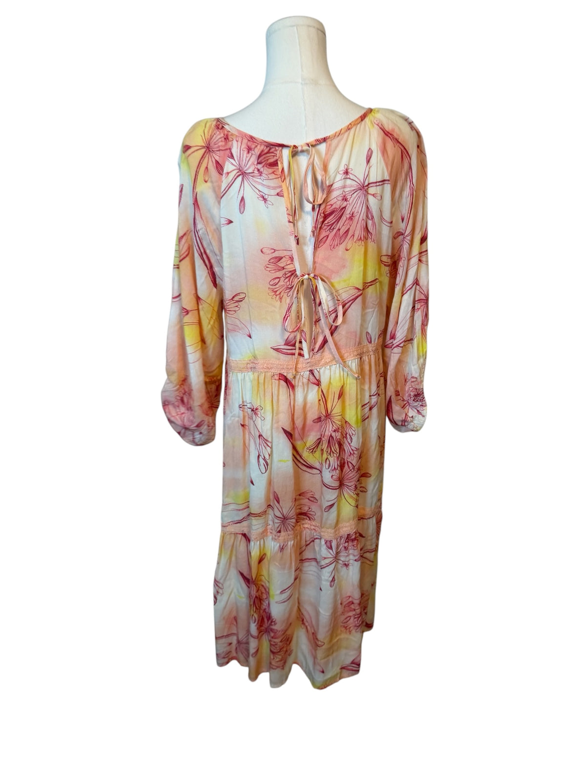 By Anthropologie Tiered Puff-Sleeve Midi Dress