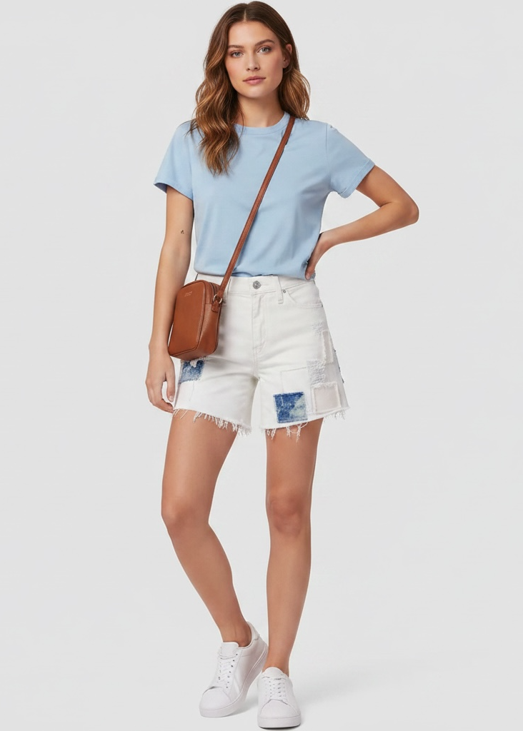 Hudson Jeans Devon High-Rise Patchwork Boyfriend Shorts
