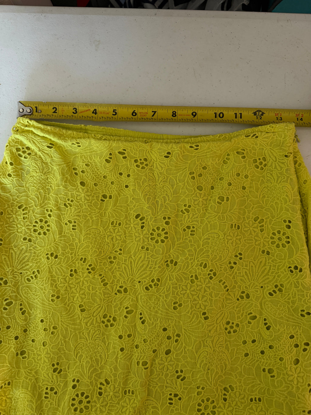 Yellow Anthropologie Maeve eyelet tiered maxi skirt