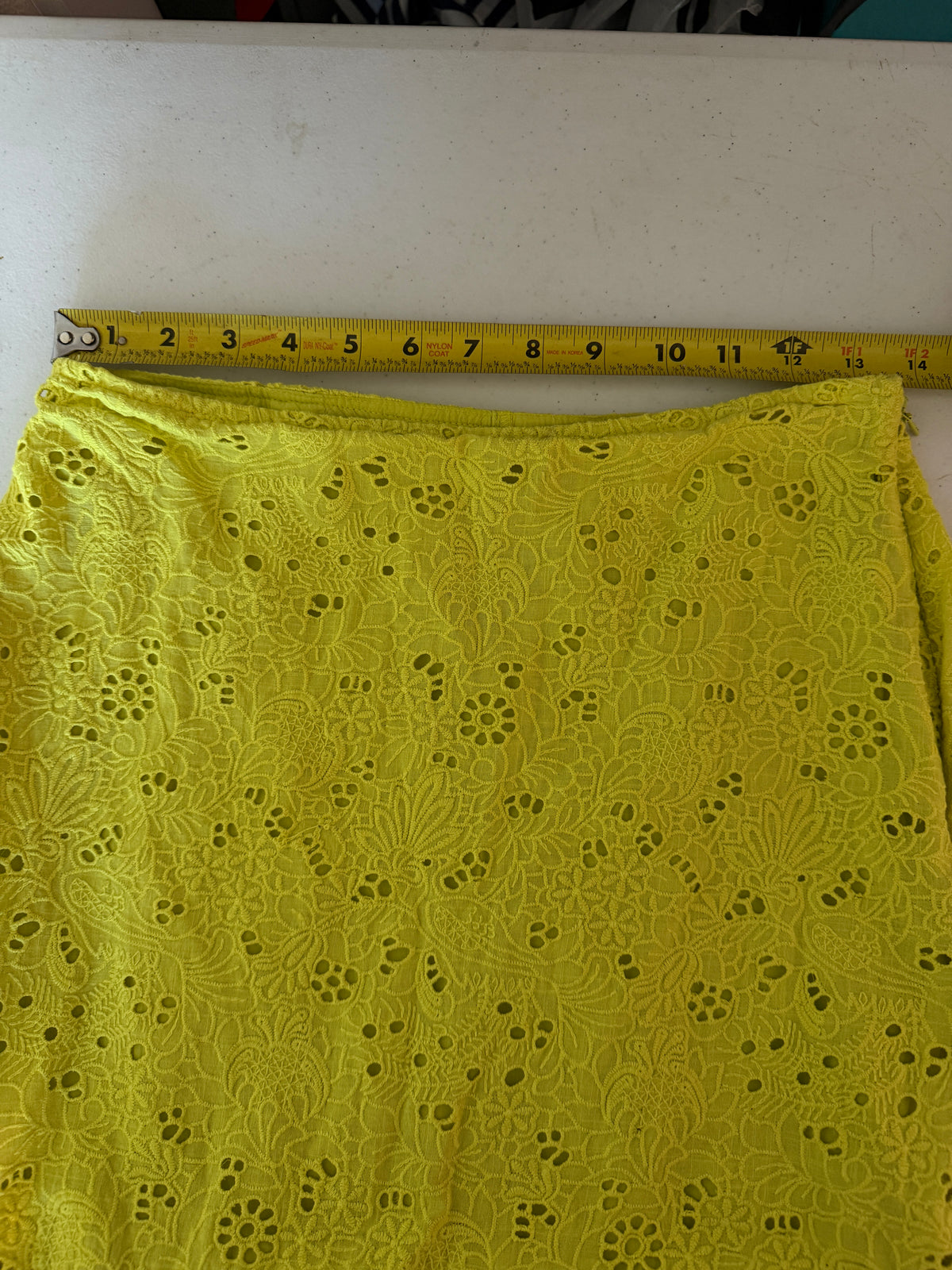 Yellow Anthropologie Maeve eyelet tiered maxi skirt