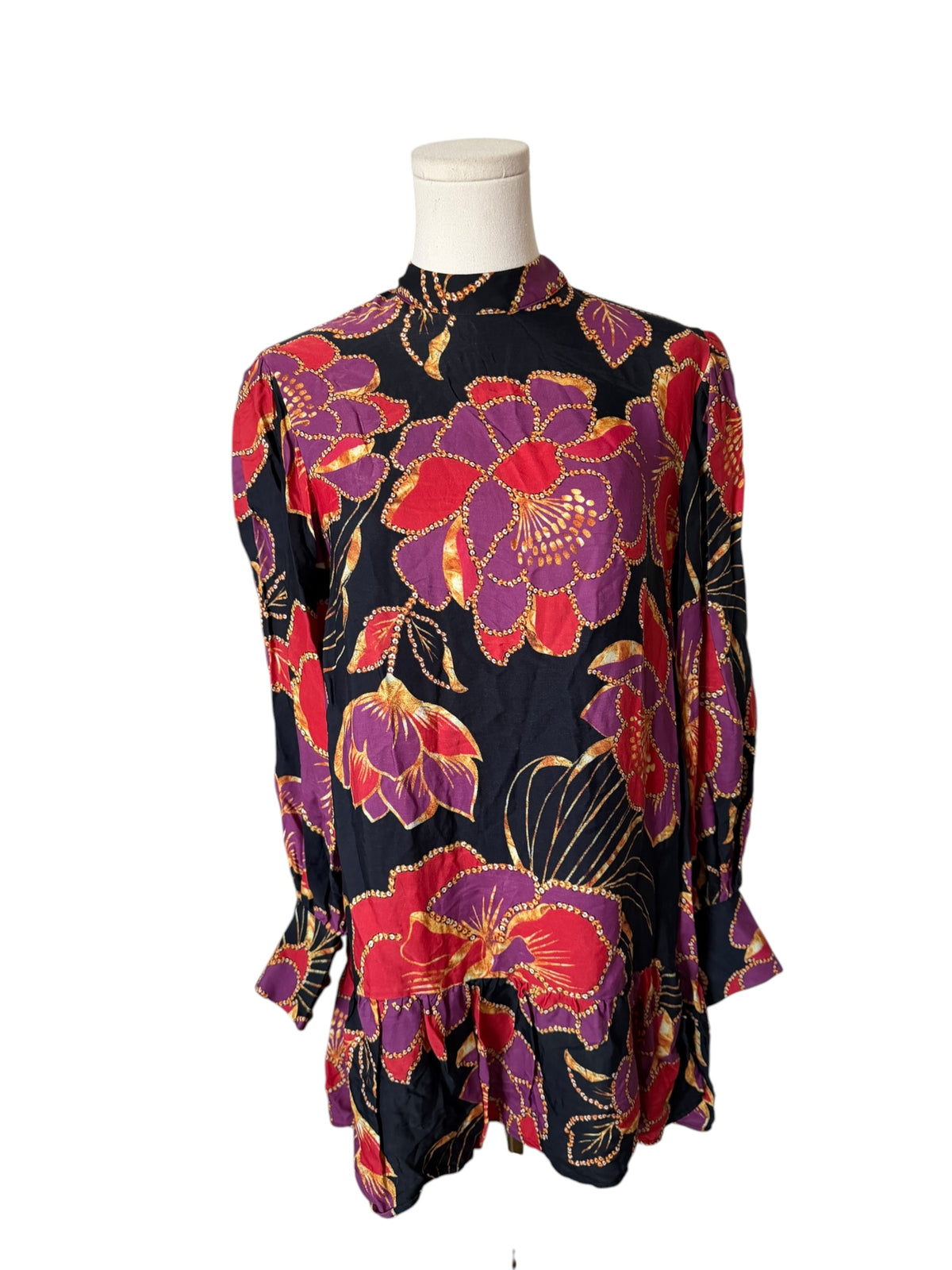 Farm Rio floral-print long-sleeve minidress