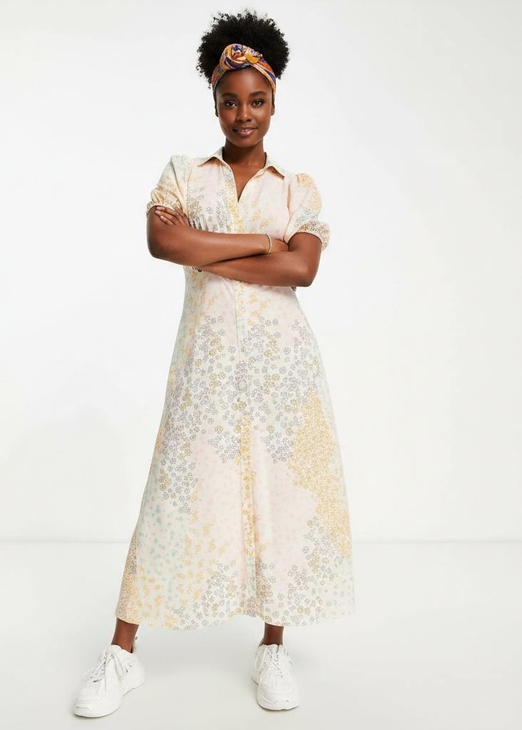 ASOS DESIGN button-front midi shirt dress