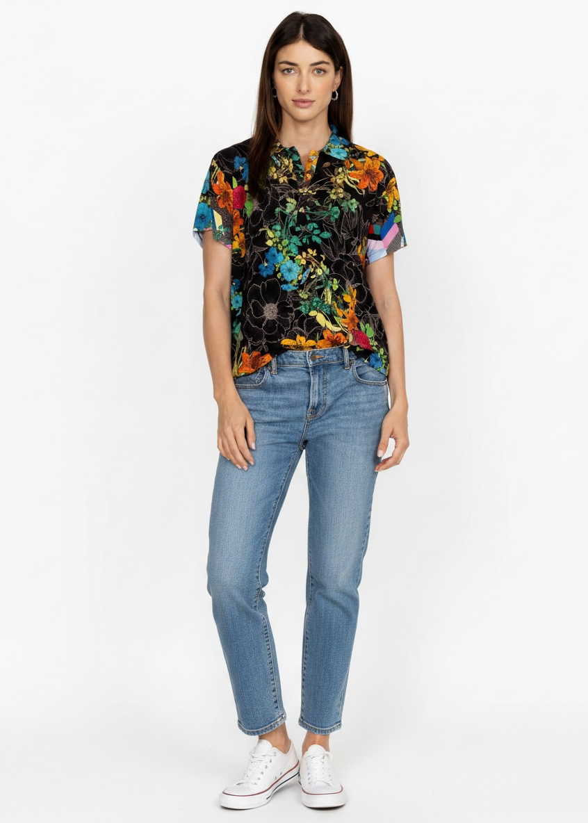 Johnny Was Nero Sequence Short Sleeve Polo Tee