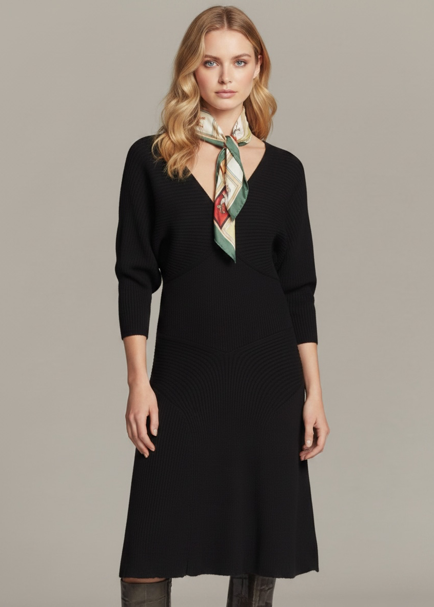 By Anthropologie Smocked-Waist Ribbed Sweater Dress