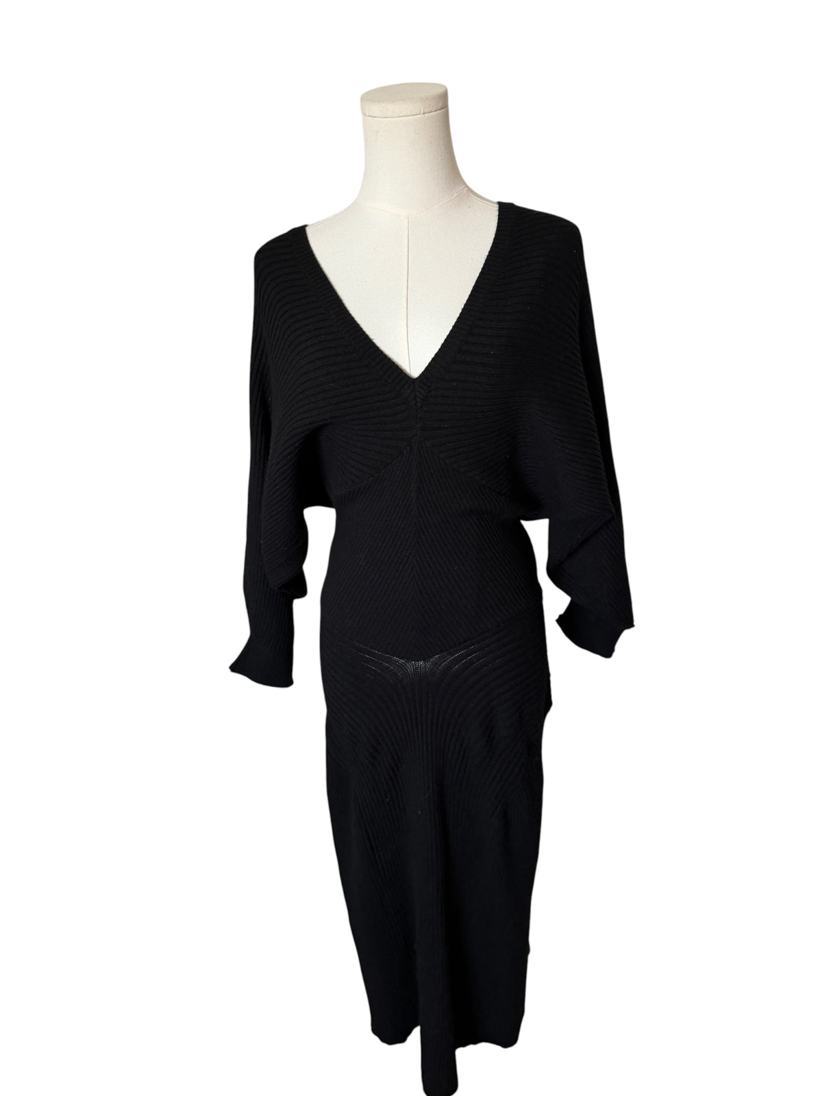 By Anthropologie Smocked-Waist Ribbed Sweater Dress