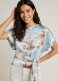 Tina + Jo tie-dyed satin wrap top from Anthropologie