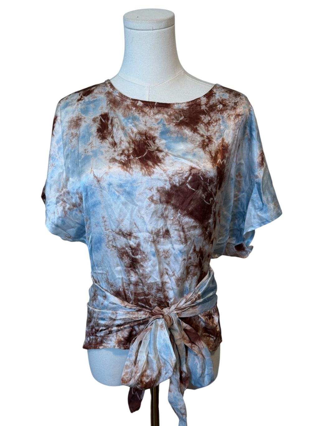 Tina + Jo tie-dyed satin wrap top from Anthropologie