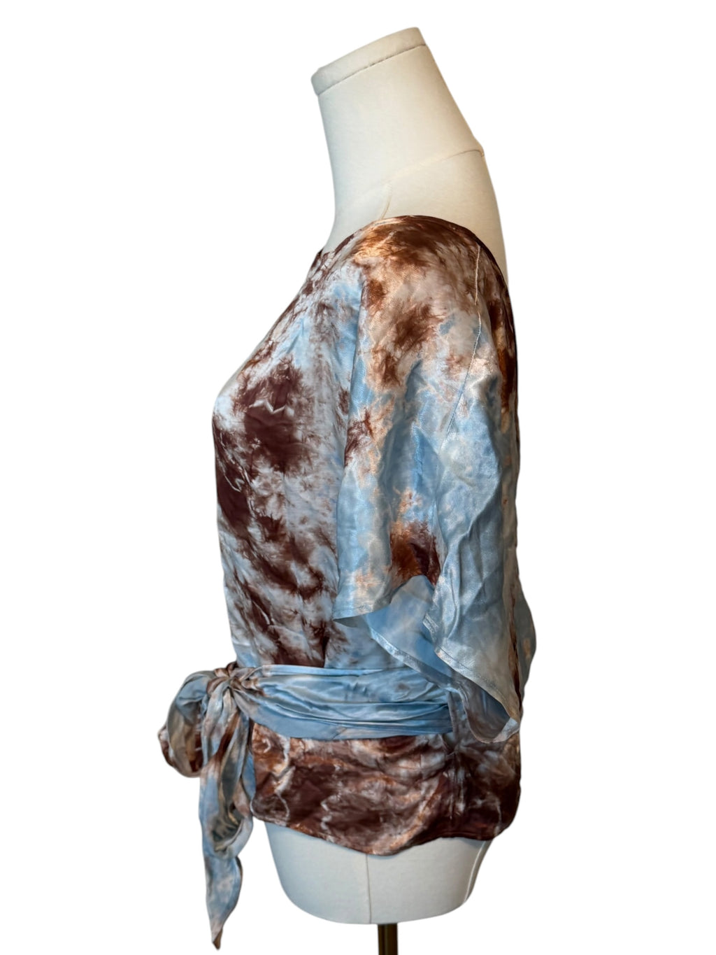 Tina + Jo tie-dyed satin wrap top from Anthropologie