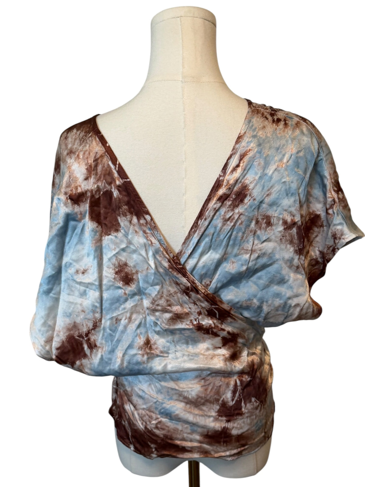 Tina + Jo tie-dyed satin wrap top from Anthropologie