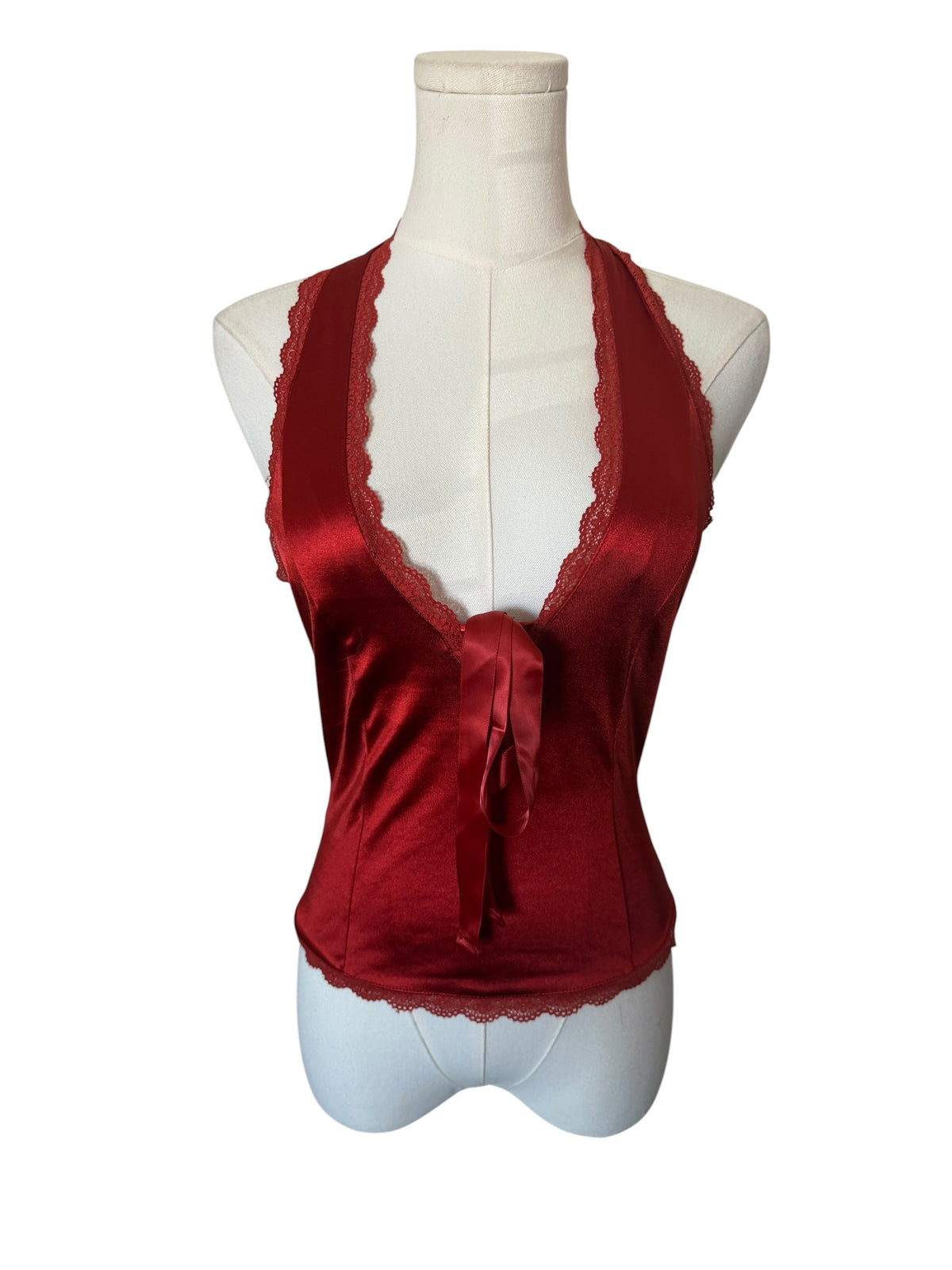 red satin top by Kimchi Blue for Urban Outfitters