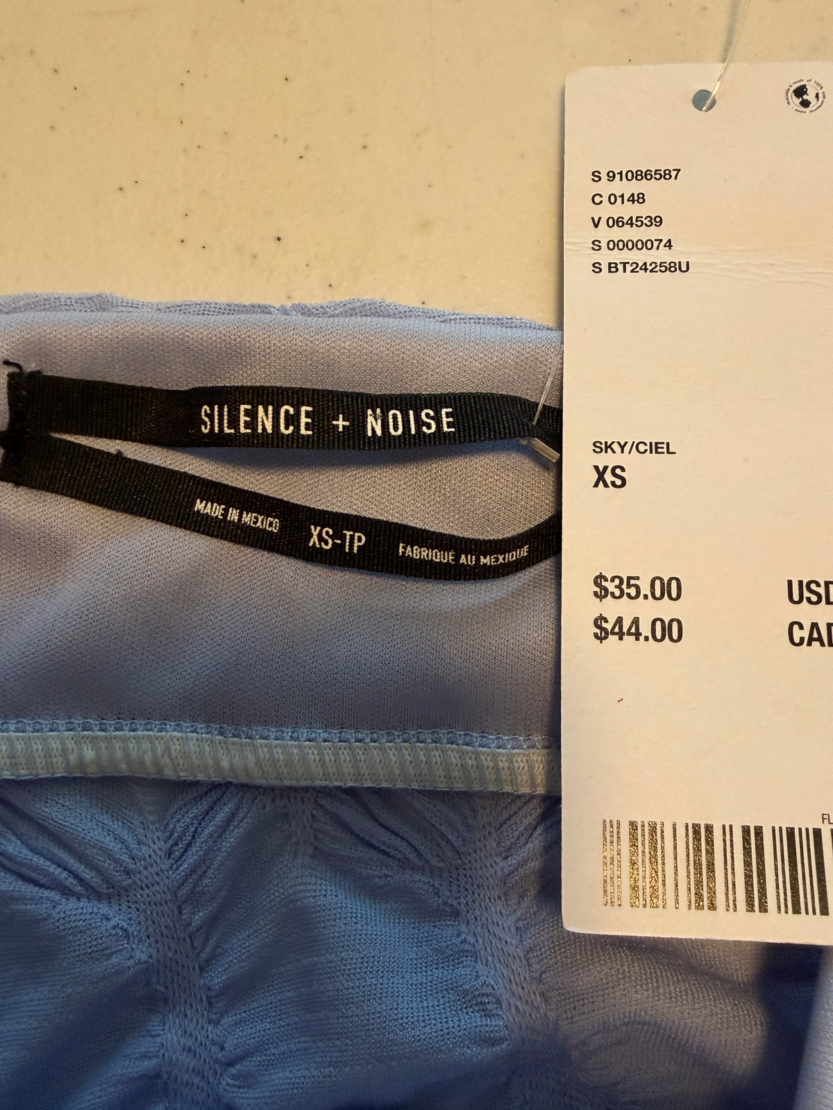 Light blue strapless bandeau top from Silence + Noise