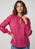 vibrant fuchsia pink long-sleeve blouse from White House Black Market