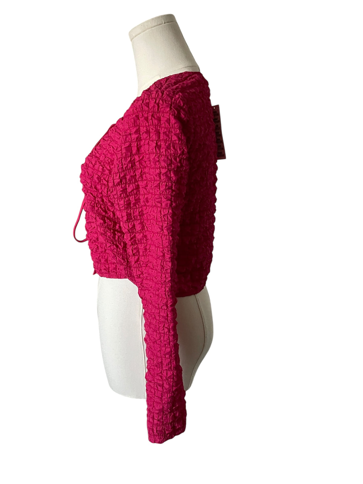hot pink Urban Outfitters Sylvie Bubble Knit Tie-Front Top