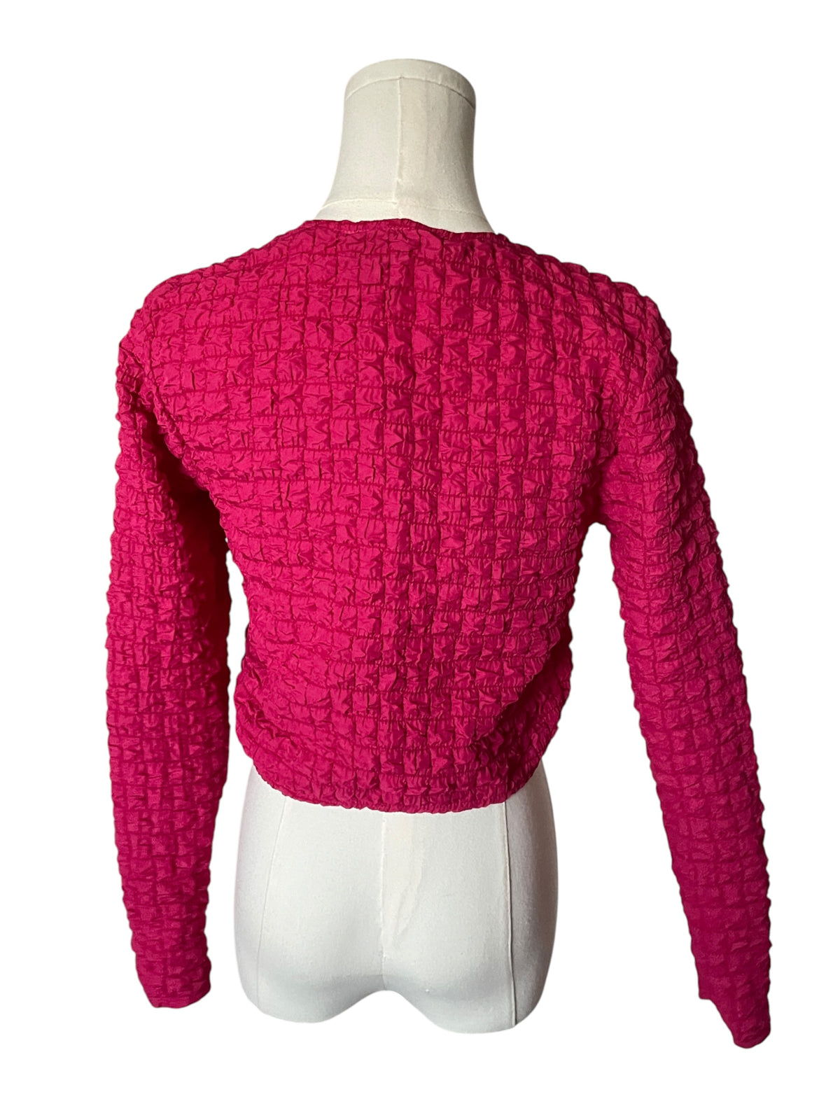 hot pink Urban Outfitters Sylvie Bubble Knit Tie-Front Top