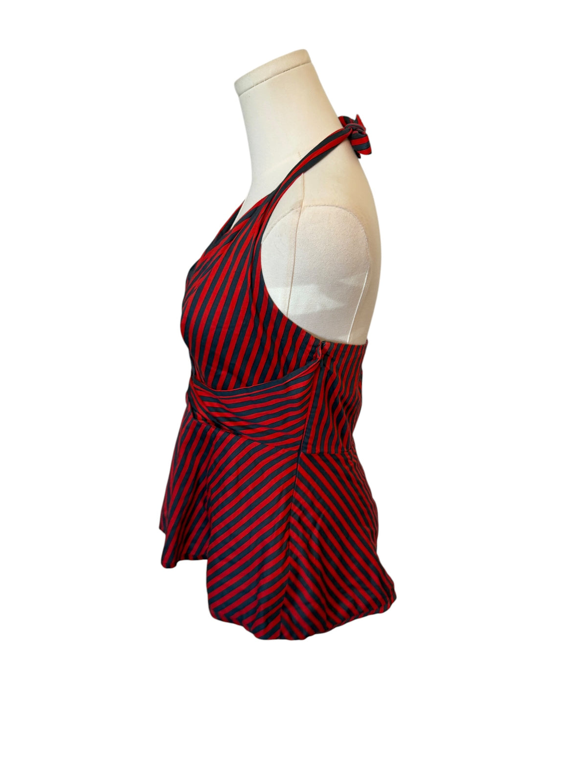 Anthropologie Red Odille Melosa Striped Halter Top