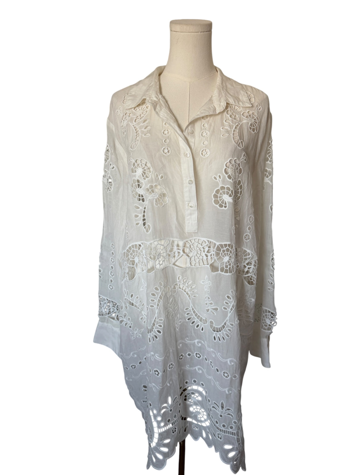Johnny Was CHARLOTTA EYELET SILK MINI DRESS