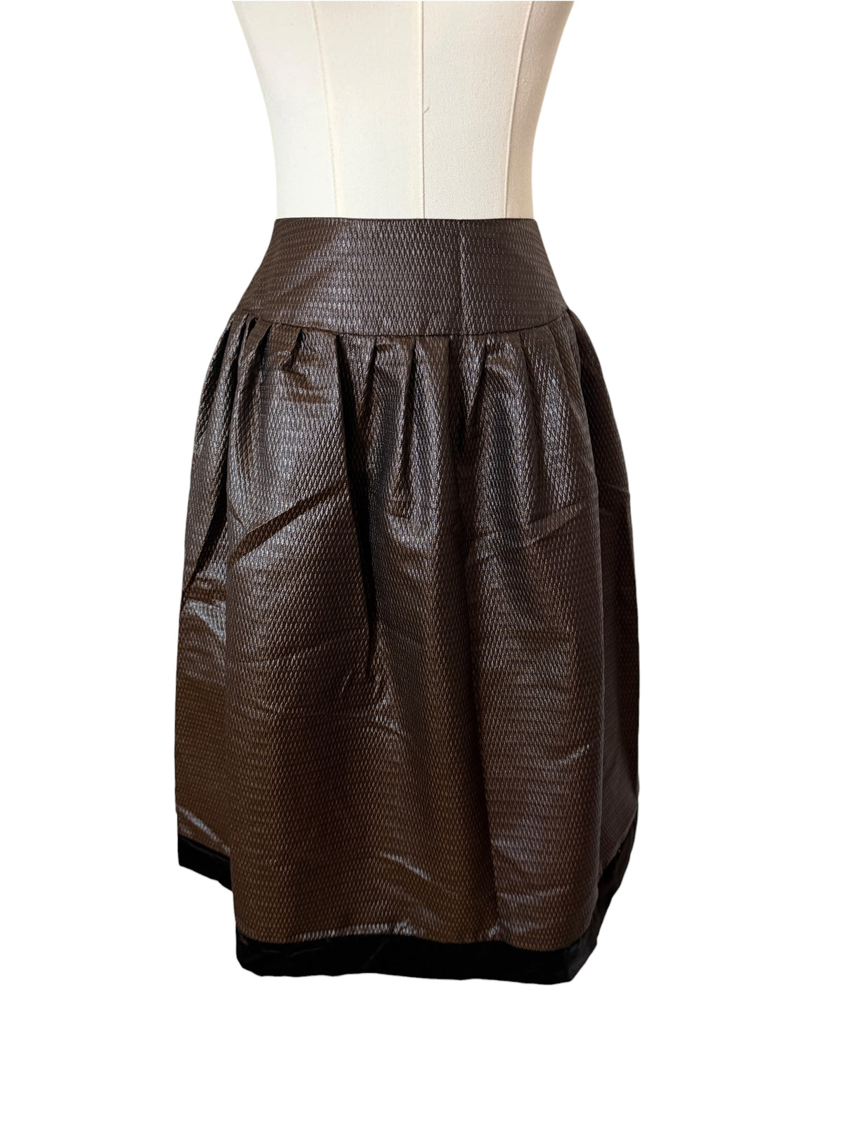 Lily Samii metallic bronze textured midi skirt