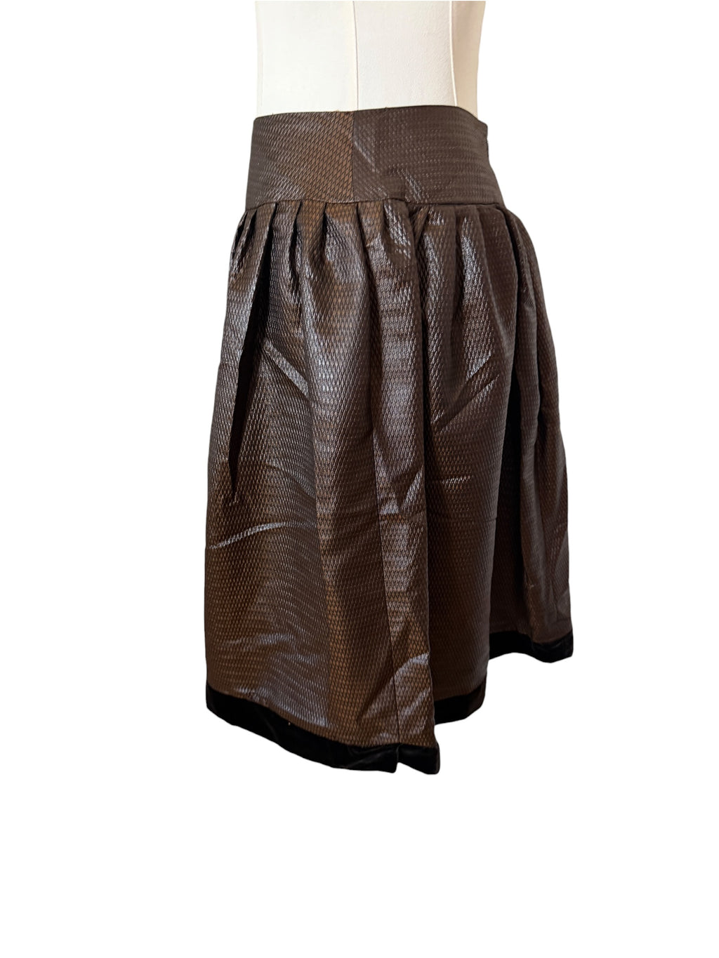 Lily Samii metallic bronze textured midi skirt