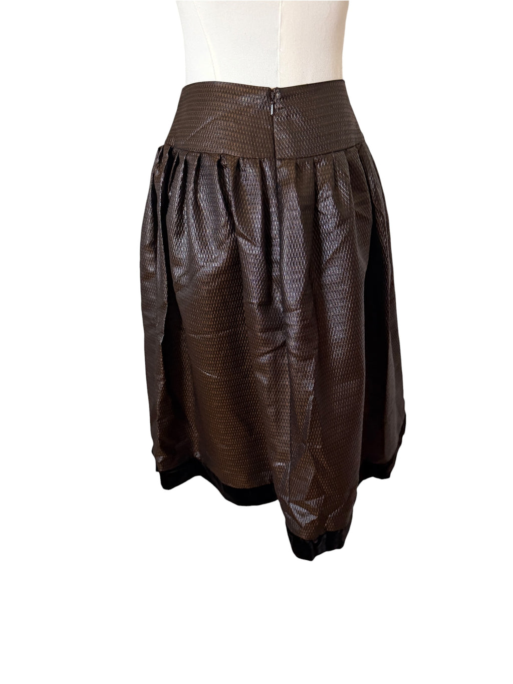 Lily Samii metallic bronze textured midi skirt