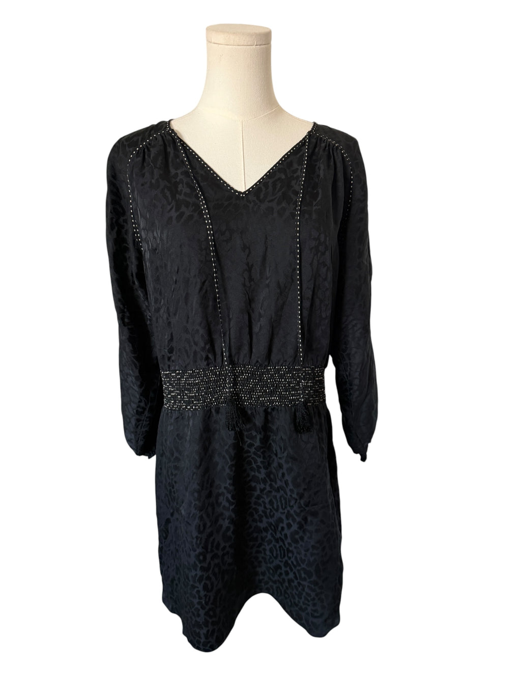 Black silk leopard-print dress by Rebecca Taylor