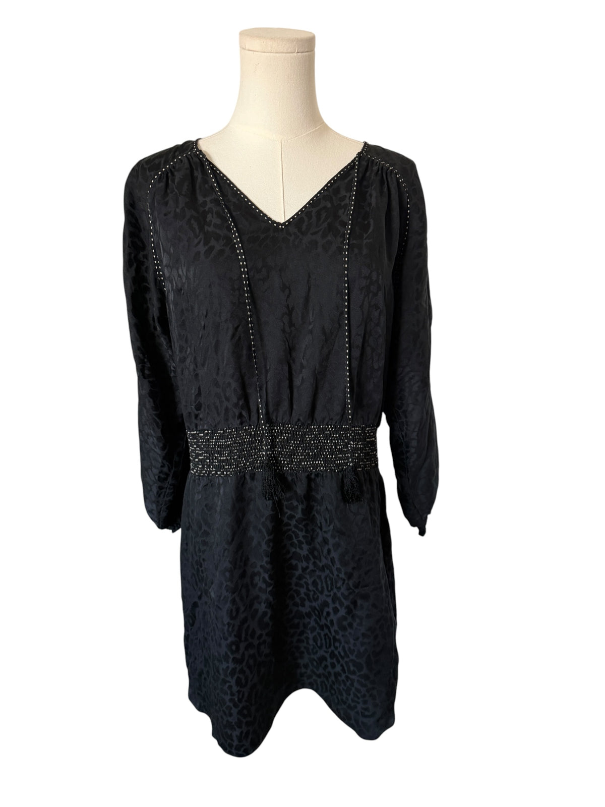 Black silk leopard-print dress by Rebecca Taylor