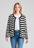 Koko + Mason Striped Black and White Crewneck Cardigan