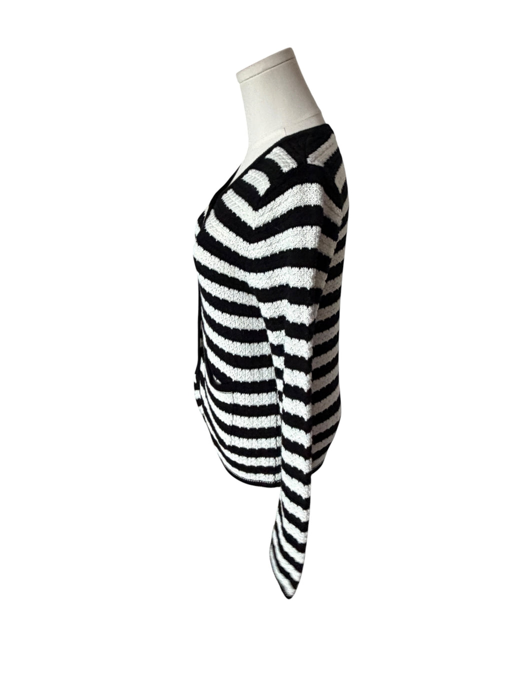 Koko + Mason Striped Black and White Crewneck Cardigan