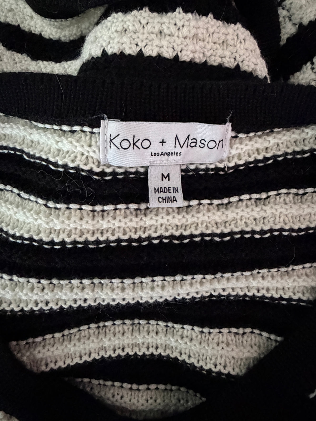 Koko + Mason Striped Black and White Crewneck Cardigan