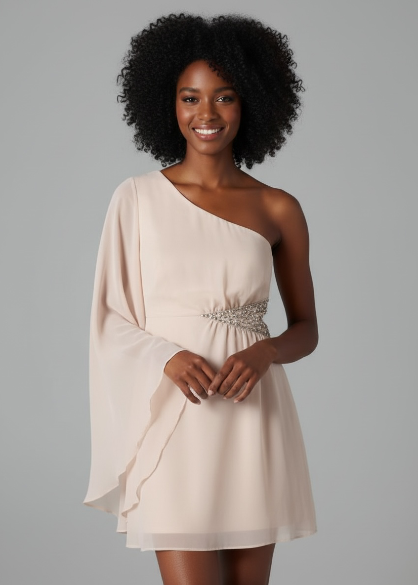 Free People Dancing in the Moonlight Chiffon One Shoulder Dress