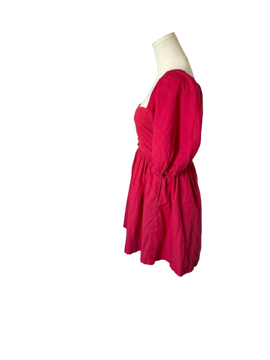 Hot pink Maeve Puff-Sleeved Sweetheart Mini Dress from Anthropologie