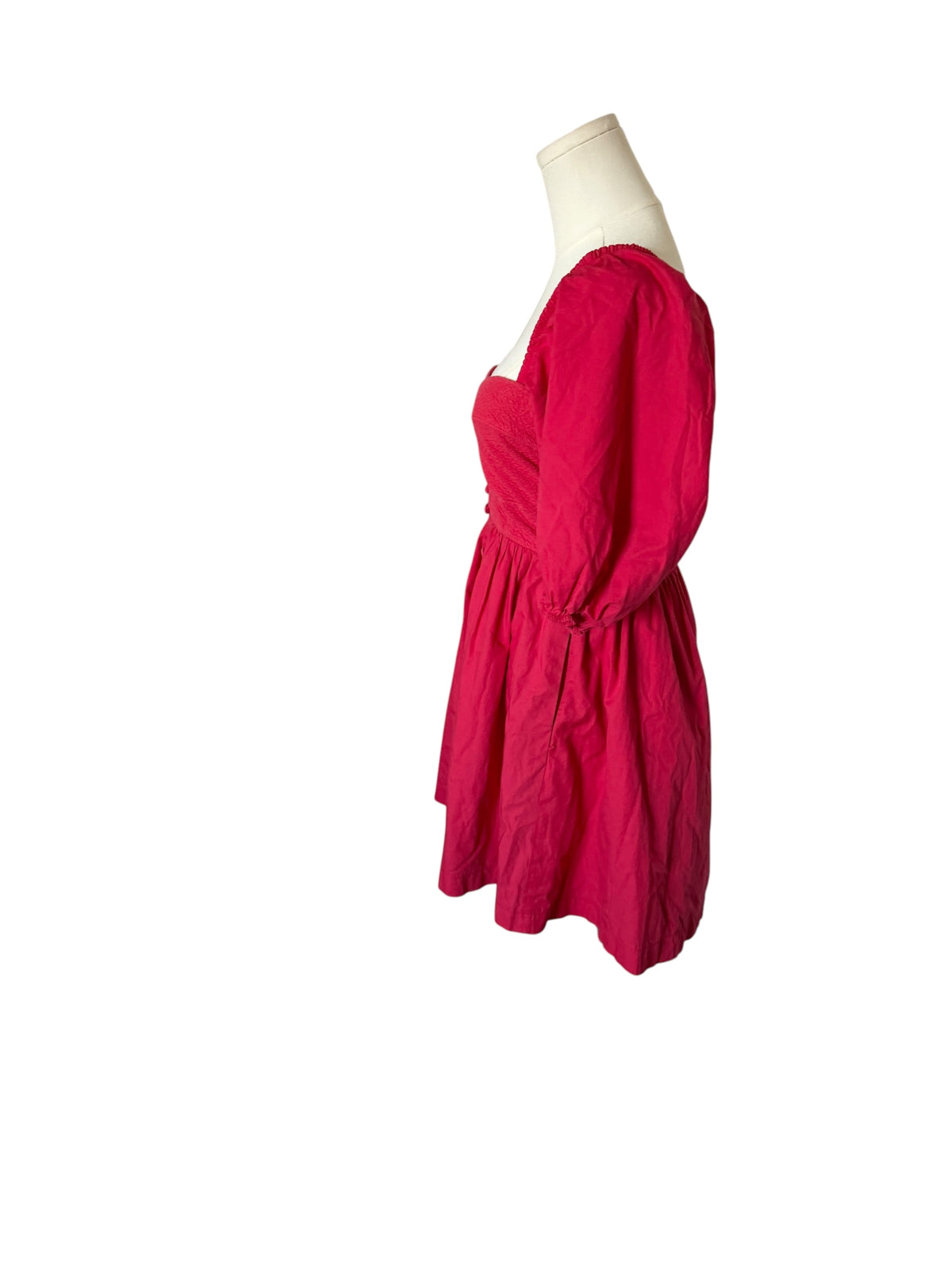 Hot pink Maeve Puff-Sleeved Sweetheart Mini Dress from Anthropologie