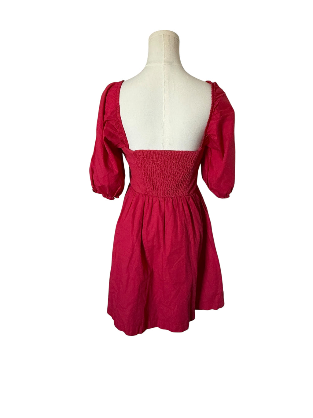 Hot pink Maeve Puff-Sleeved Sweetheart Mini Dress from Anthropologie