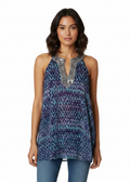 Free People Silver Sequin Multicolor Sleeveless Halter Chiffon Tunic
