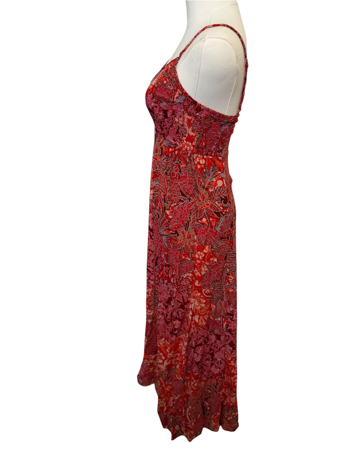 Free People Forever Yours Smocked Slip Dress in red/multicolor