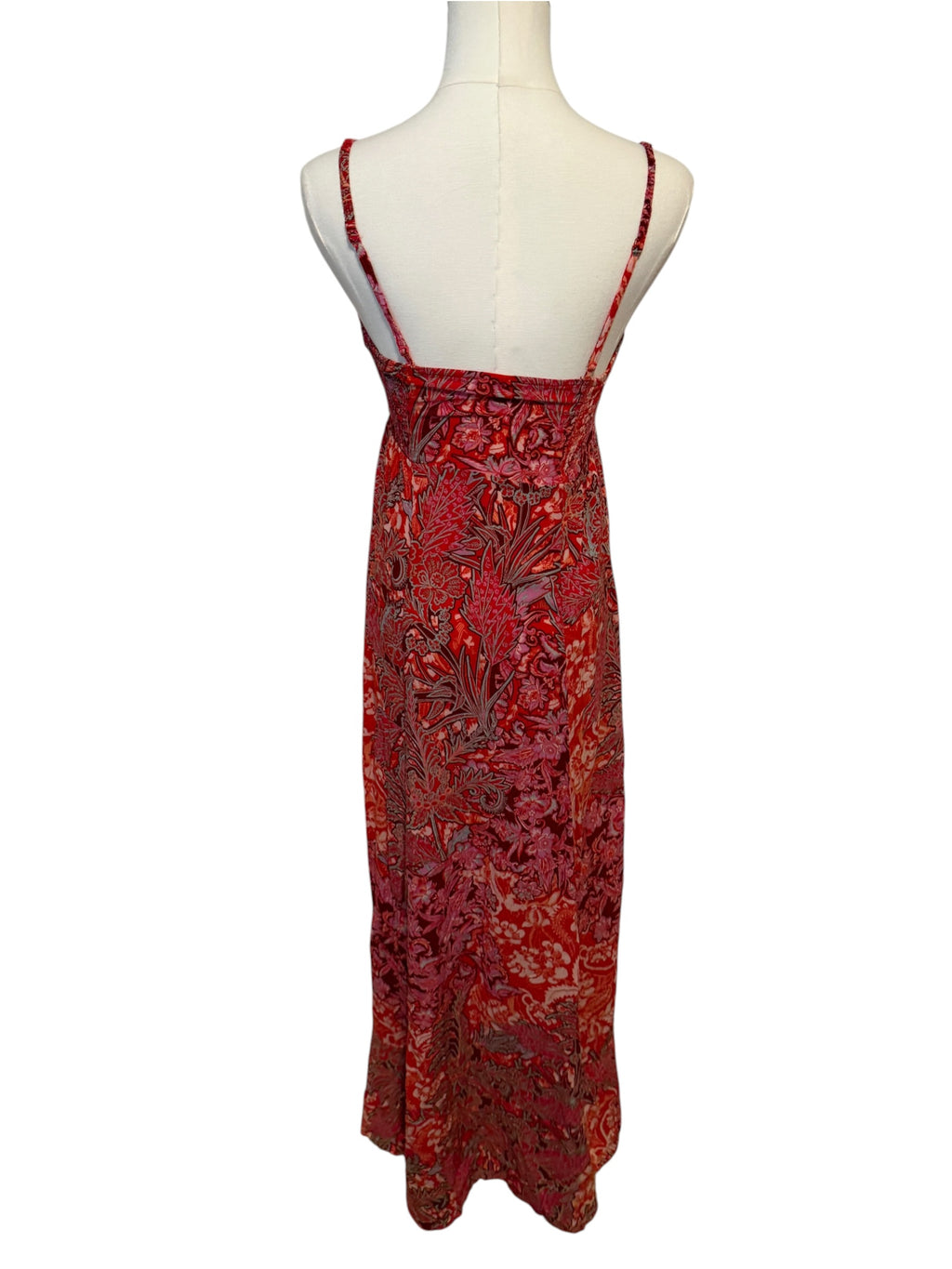 Free People Forever Yours Smocked Slip Dress in red/multicolor