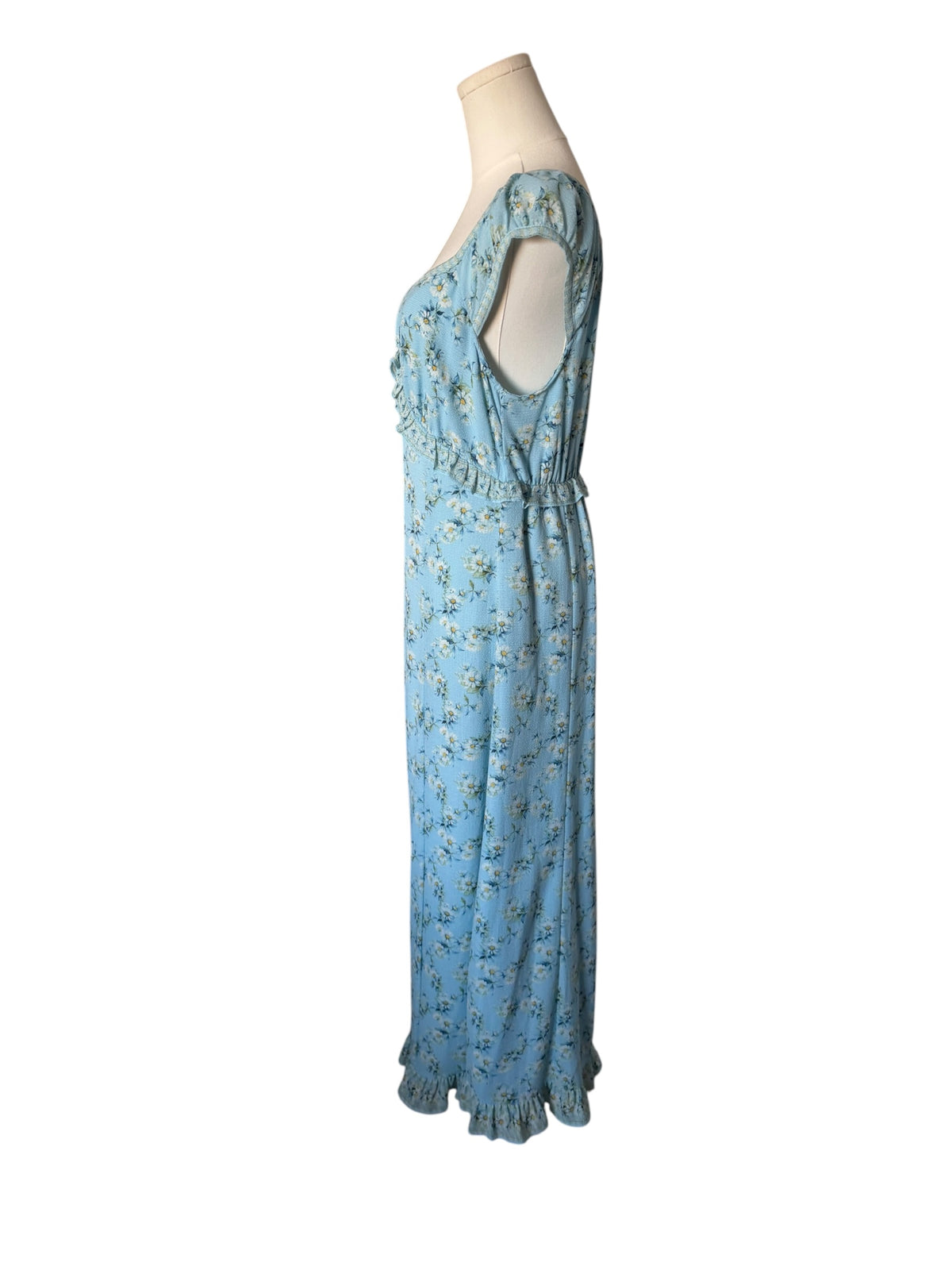 Max Studio Light Blue Floral Ruffle Maxi Dress