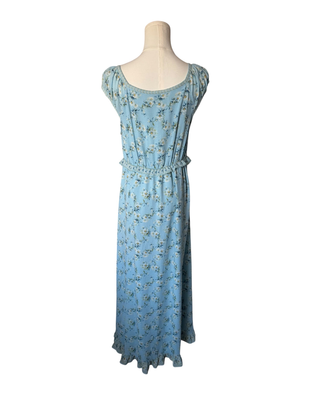 Max Studio Light Blue Floral Ruffle Maxi Dress