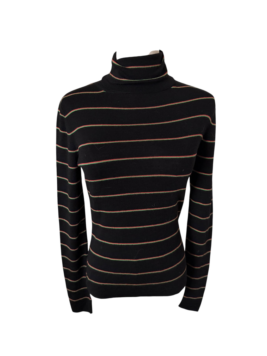 Caara Women's Black Striped Turtleneck Sweater